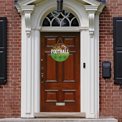 Whaline Football Wooden Wall Sign Hello Football Season Decor