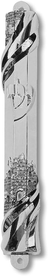 My Daily Styles Mezuzah Case - 6 Inch Metal Silver Tone