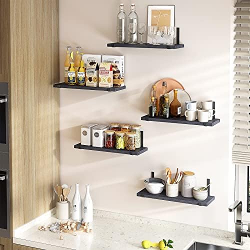 Fixwal Floating Shelves Set of 5 Black Wall Shelves