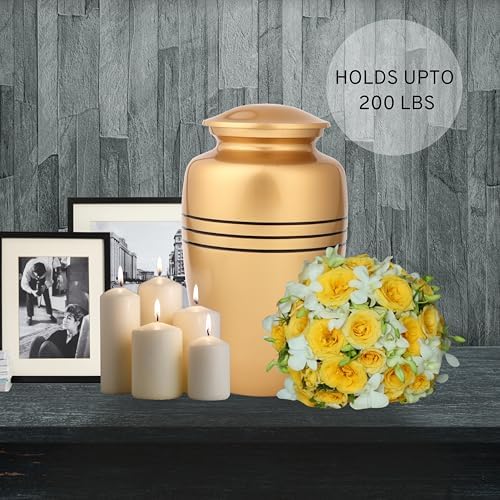 Alpha Living HOME Gold Black Urn for Human Ashes