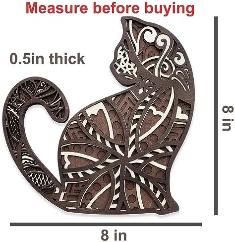 INSOVITA Wooden Cat Decor Wall Art 8 Inches Tall