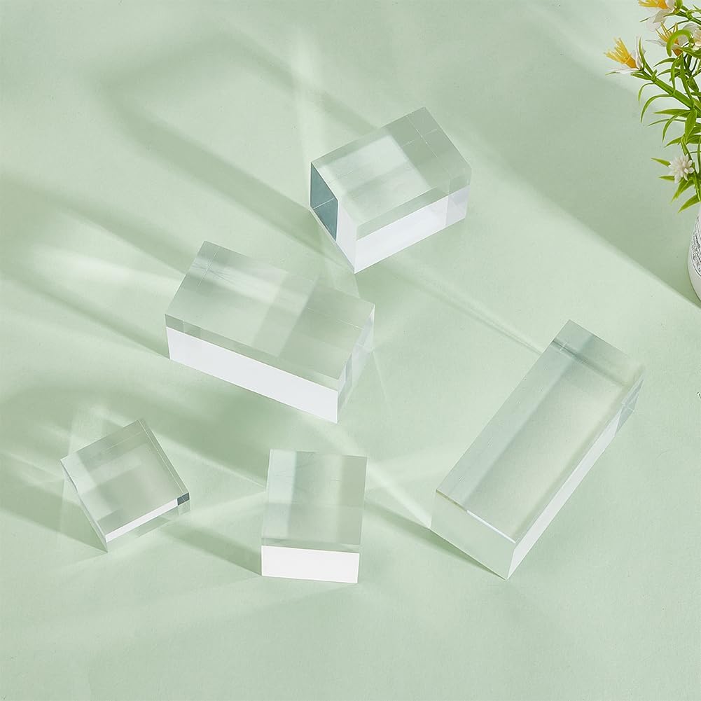 5Pcs Clear Acrylic Cube Display Blocks for Jewelry and Gemstone Showcases