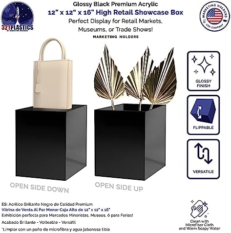 Marketing Holders 2 Pack Glossy Black Acrylic Display Riser