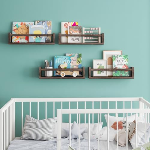 Fixwal Floating Book Shelves Set of 4 Brown