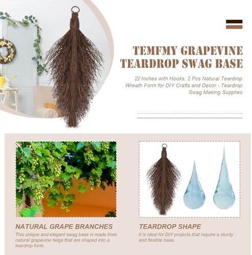 Grapevine Teardrop Swag Base 2 Pack for DIY Decor