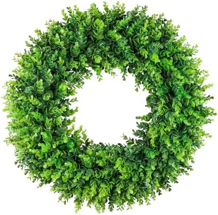 DDHS 24 Inch Artificial Boxwood Wreath for Front Door