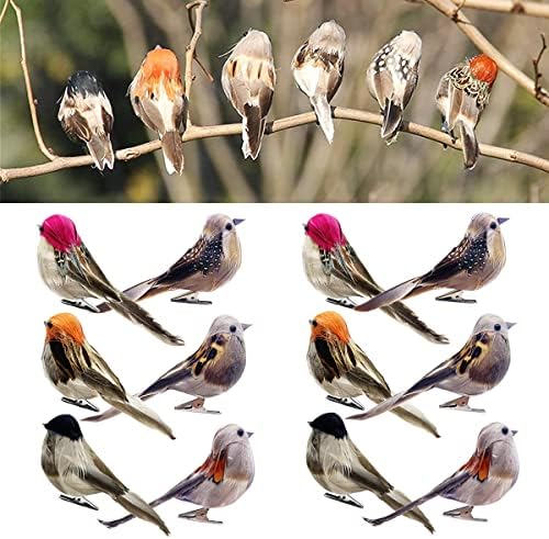 12pcs Artificial Birds for Decorative Hanging Ornaments