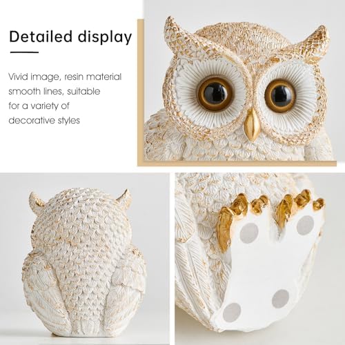 Octdays White Owl Statue - Cute Bird Figurine for Home Decor