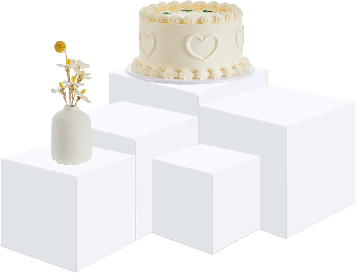 Geetery 5 Piece Acrylic Display Riser Set White
