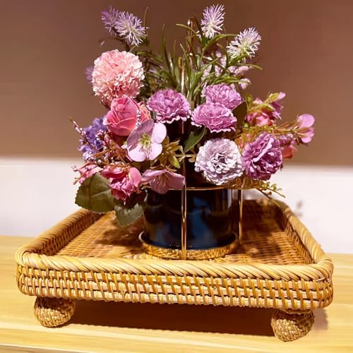 i-lan 9 Inch Square Rattan Riser Stand for Display