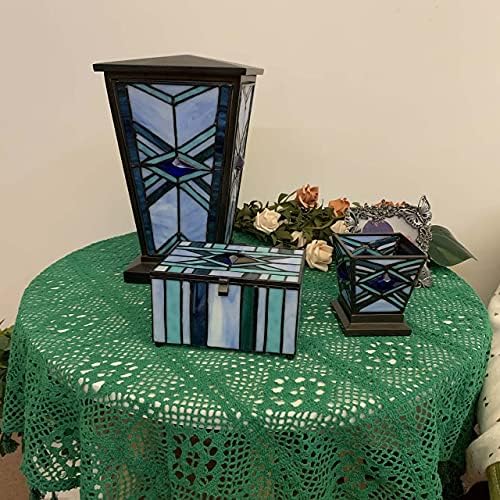 Bieye Blue Stained Glass Cremation Urn 7x11 Inch