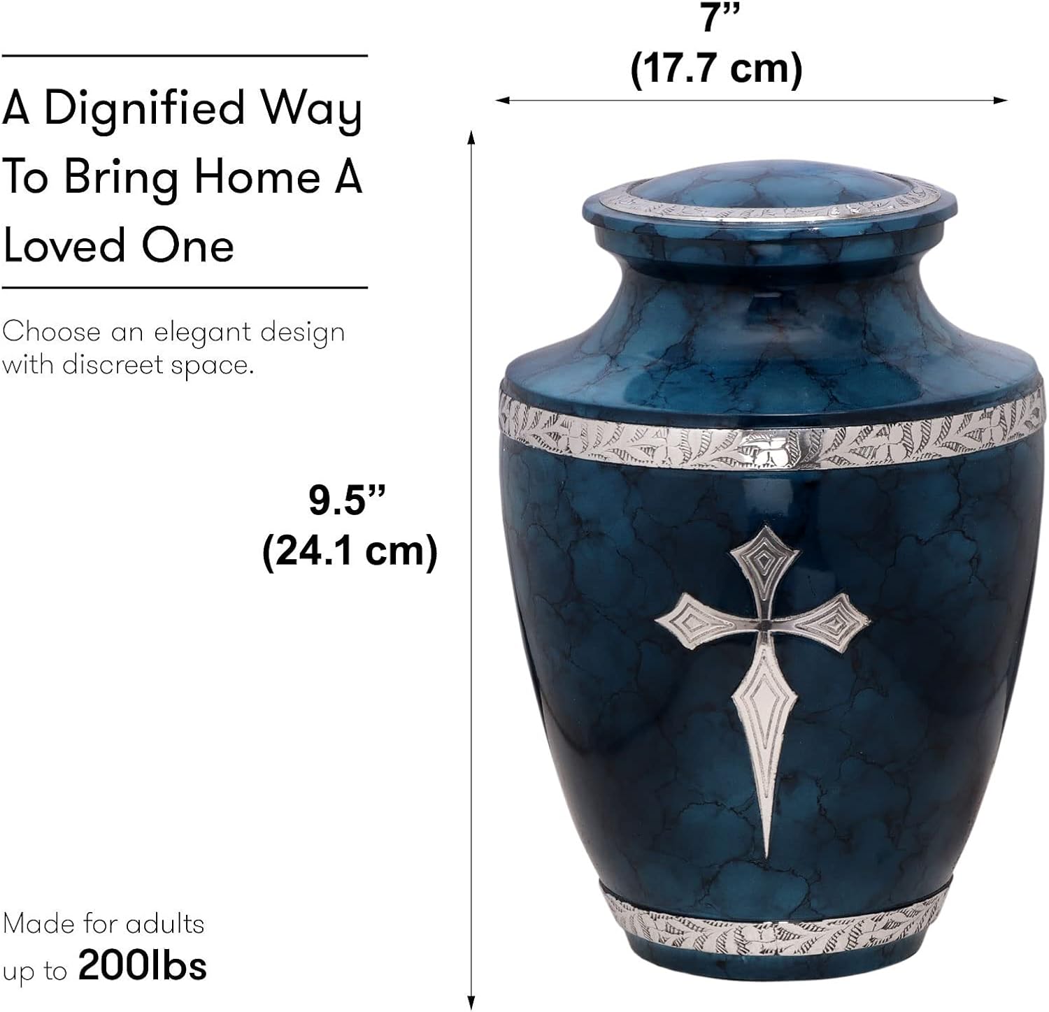 BOLD DIVINE Elite Cross Blue Cloud Cremation Urn