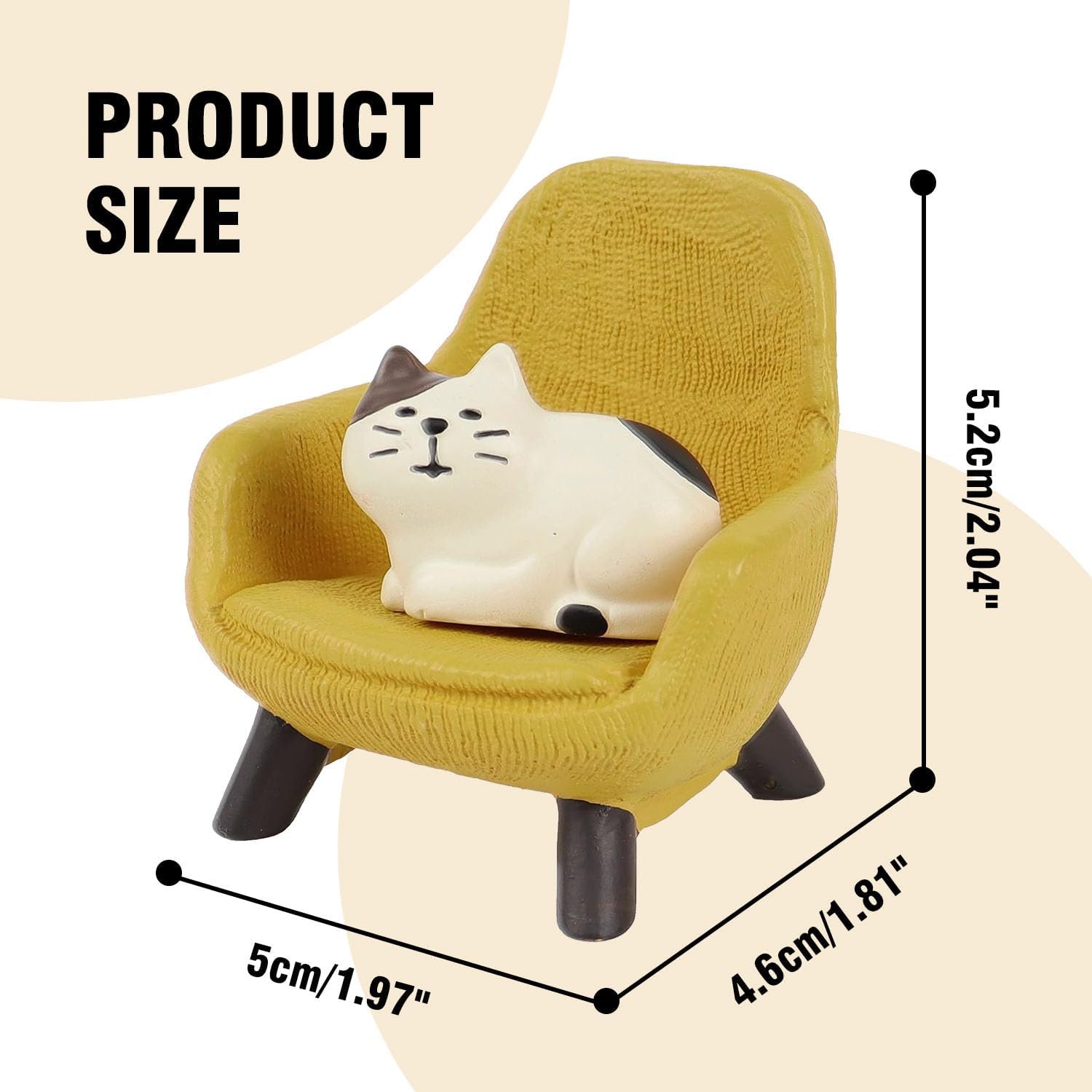YouNuo Mini Cat Figurines with Yellow Sofa - Resin Decor