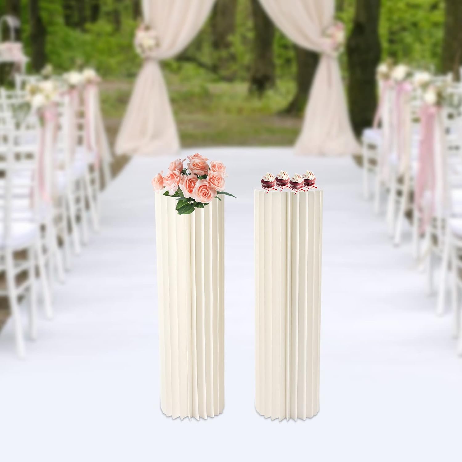 2PCS 394in Tall Flower Stand Round Cylinder Wedding Centerpieces Foldable Display Stands