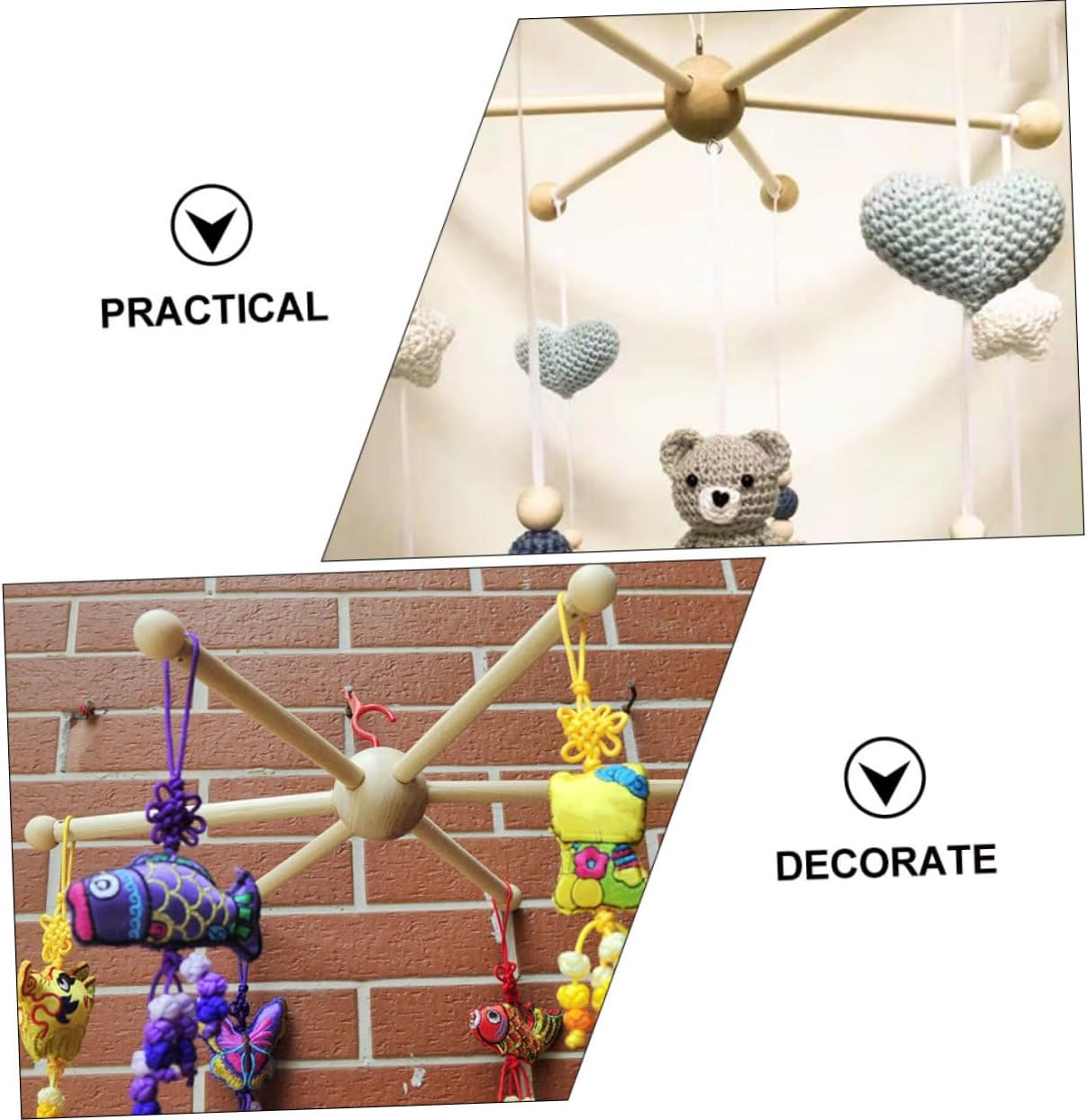 DIY Wind Chime Mobile Wooden Frame 6-Legged Decor
