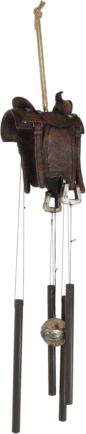 Ebros Gift Rustic Horse Saddle Wind Chime Decor