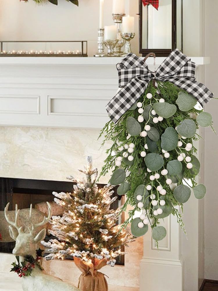 BestAlice 197 Inch Eucalyptus Swag with Bow Wall Hanging Decor