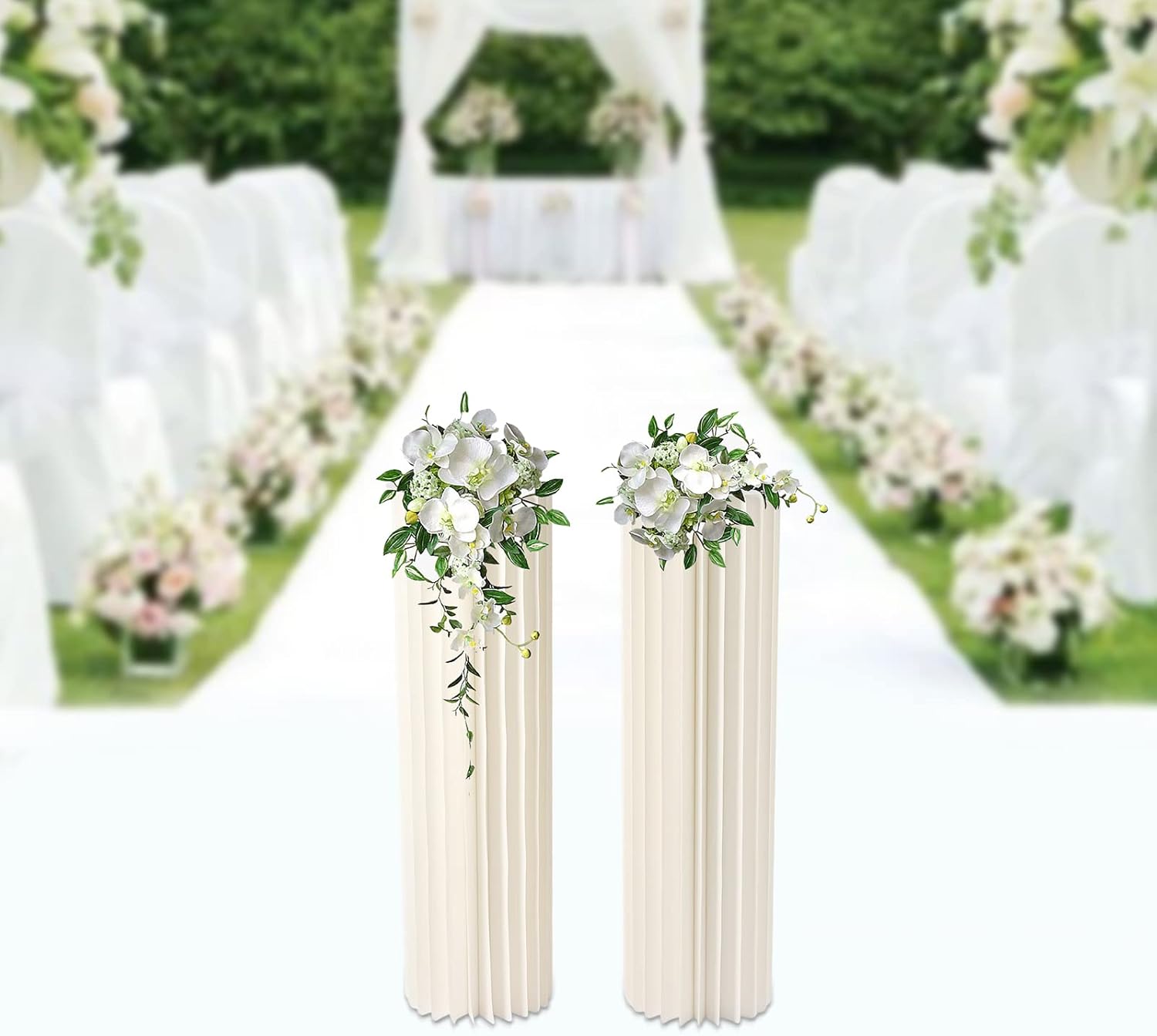 2PCS 394in Tall Flower Stand Round Cylinder Wedding Centerpieces Foldable Display Stands