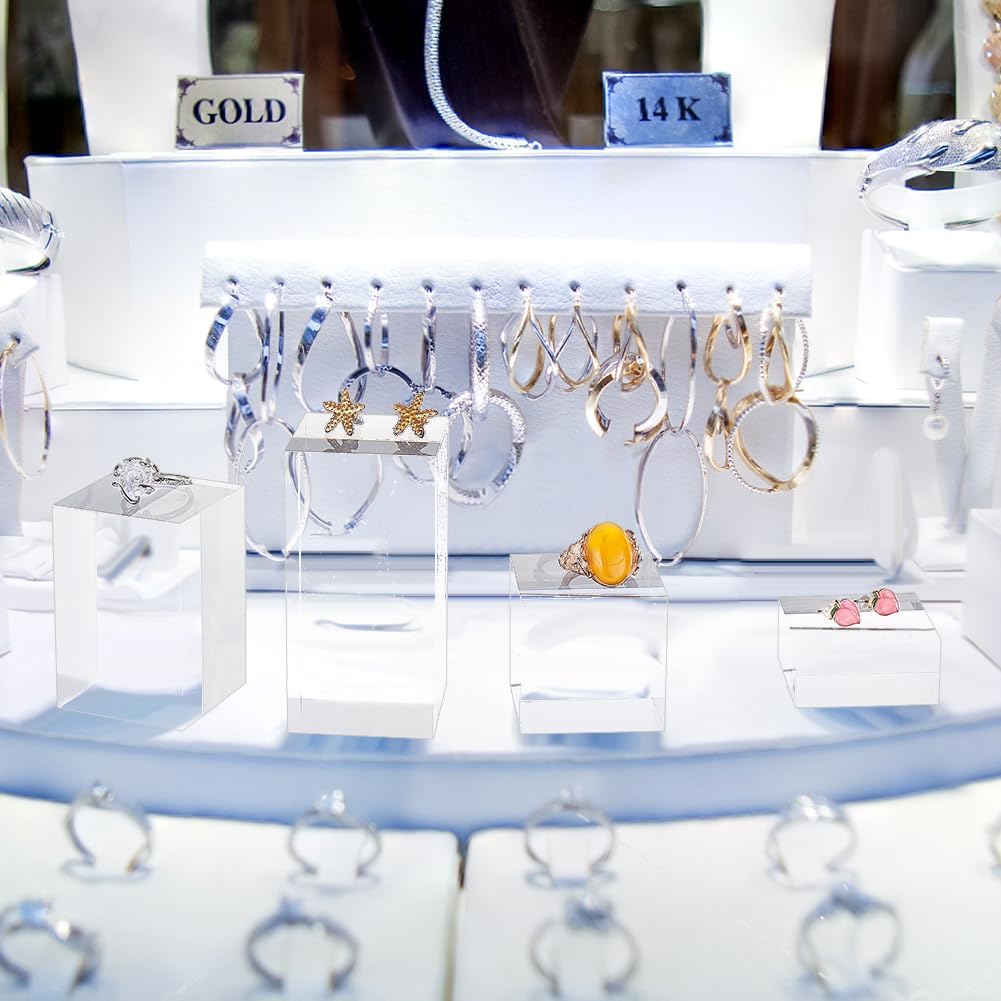 5Pcs Clear Acrylic Cube Display Blocks for Jewelry and Gemstone Showcases