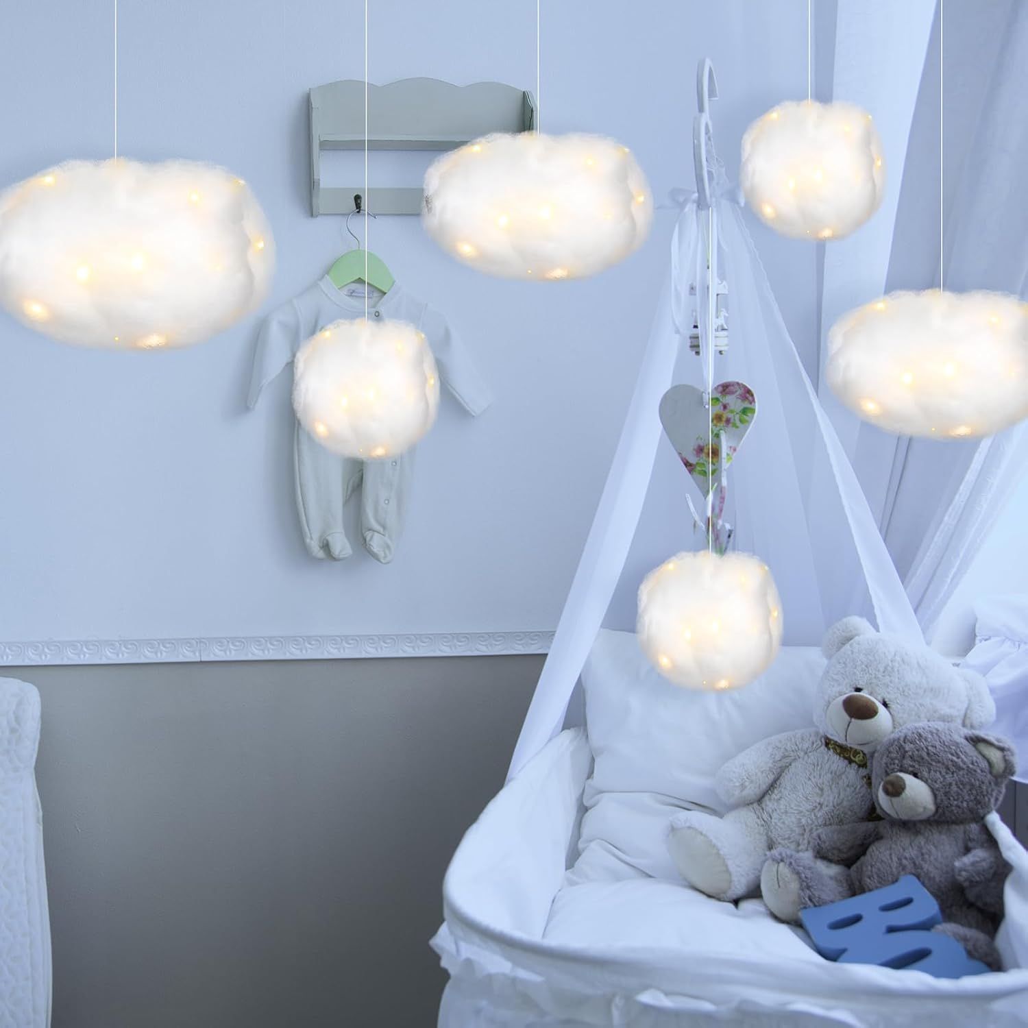 Tatuo 6 Pcs LED Cloud Hanging Decorations for Home