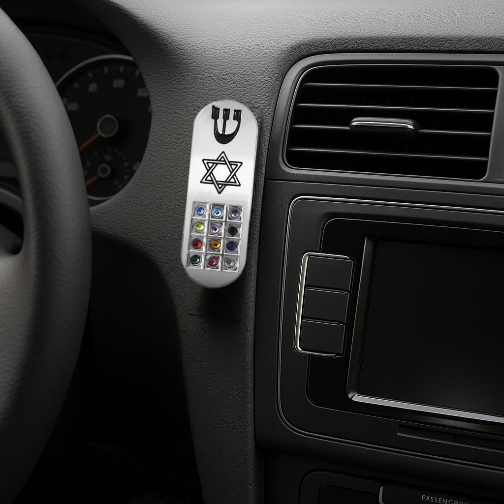 Protection Car Mezuzah with Prayer Scroll Star Of David Hoshen Stones from Israel