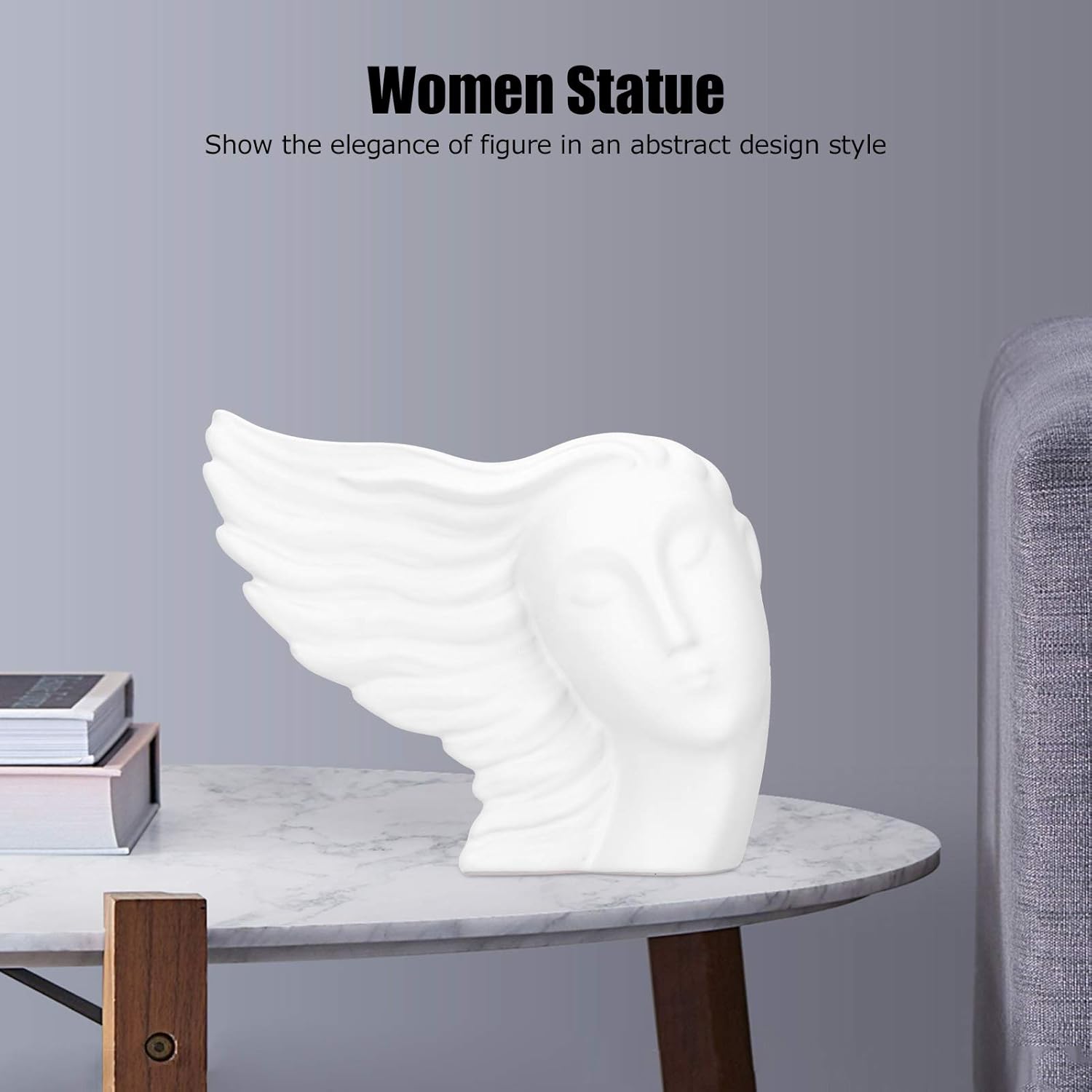 Women Head Sculpture 85x37x67in Ceramic Decor Statue