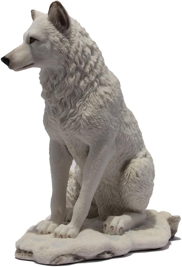 775 Inch Wolf Sitting in Snow Decorative Statue