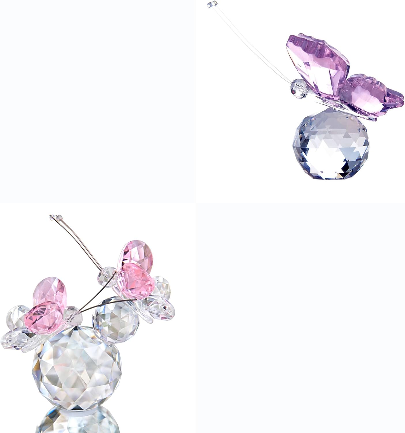 HD Pink Crystal Butterfly Figurine with Crystal Ball Base