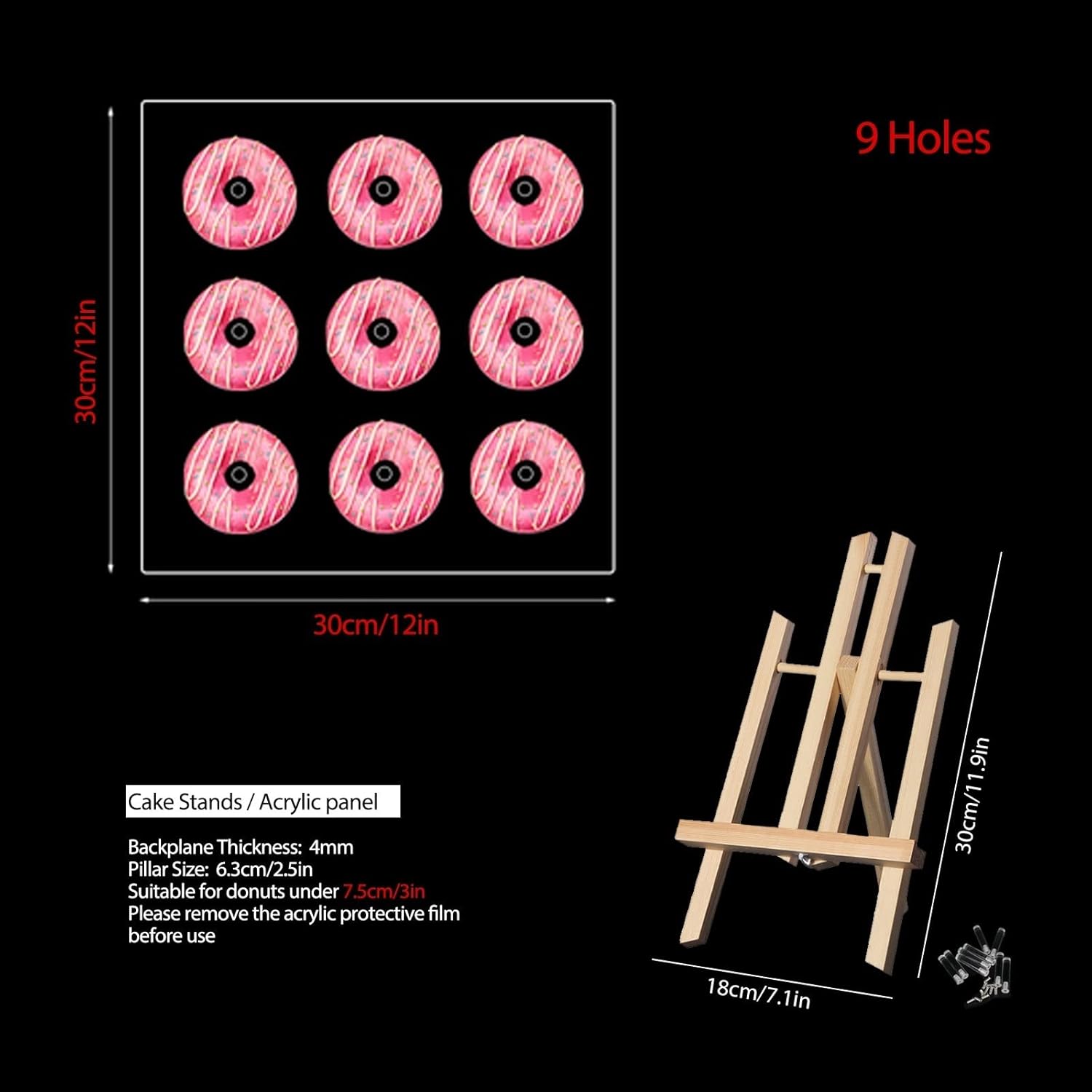 Acrylic Donut Wall Display Stand with Easel