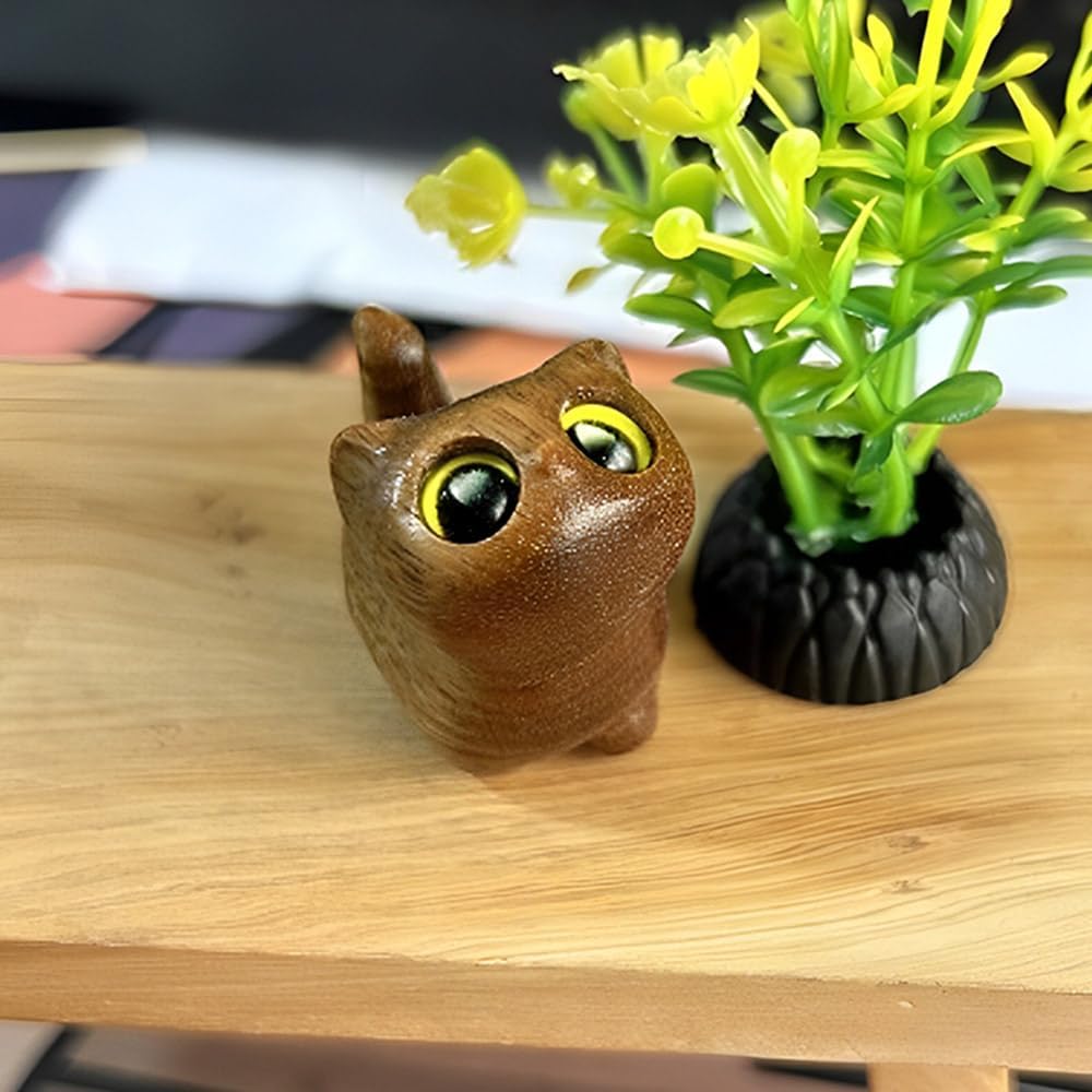 Custom Small Wooden Cat Statue for Home Decor