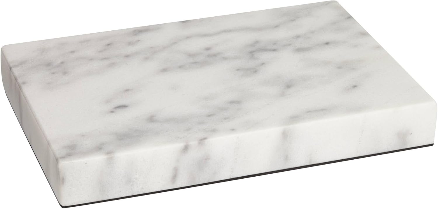 360 Lighting Rectangular Lamp Riser White Marble Finish