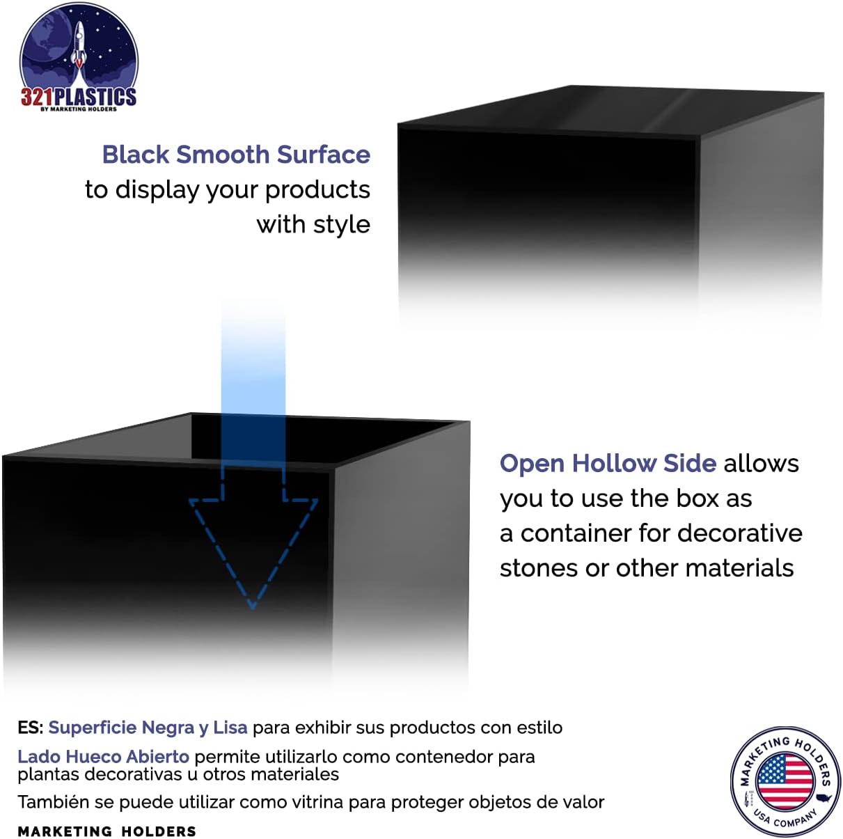 Marketing Holders 2 Pack Glossy Black Acrylic Display Riser