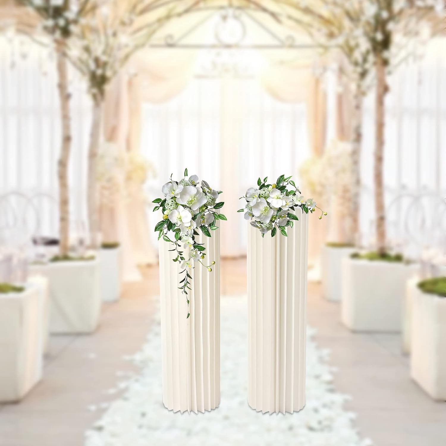 2PCS 394in Tall Flower Stand Round Cylinder Wedding Centerpieces Foldable Display Stands