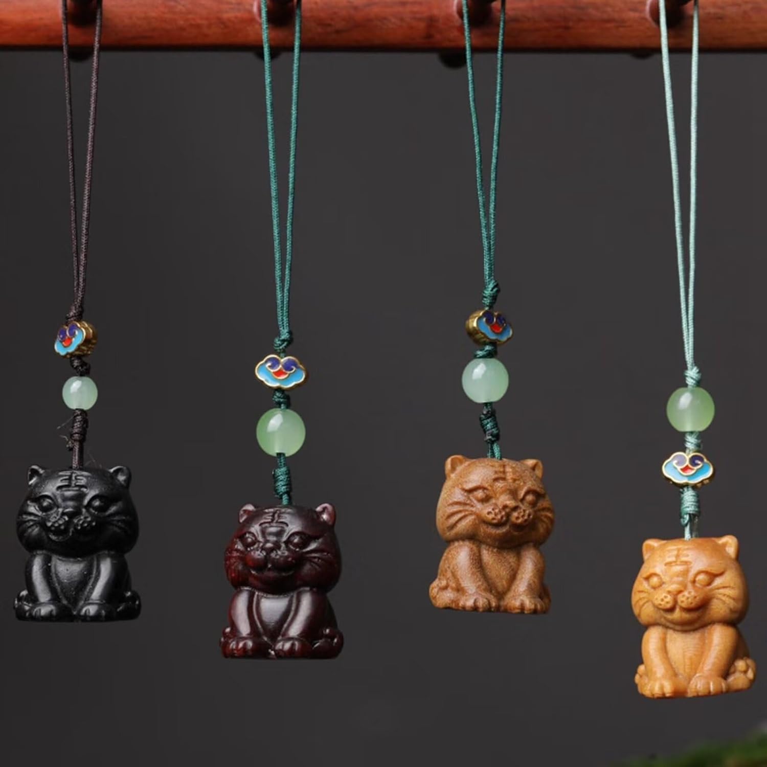 Tiger Wood Carving Home Decor Keychain Mobile