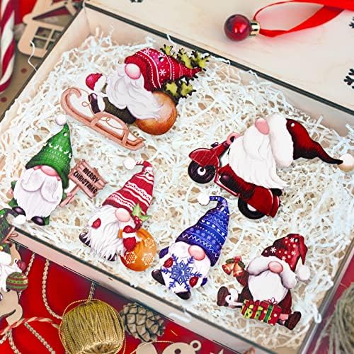24 Piece Christmas Gnome Wooden Hanging Ornaments