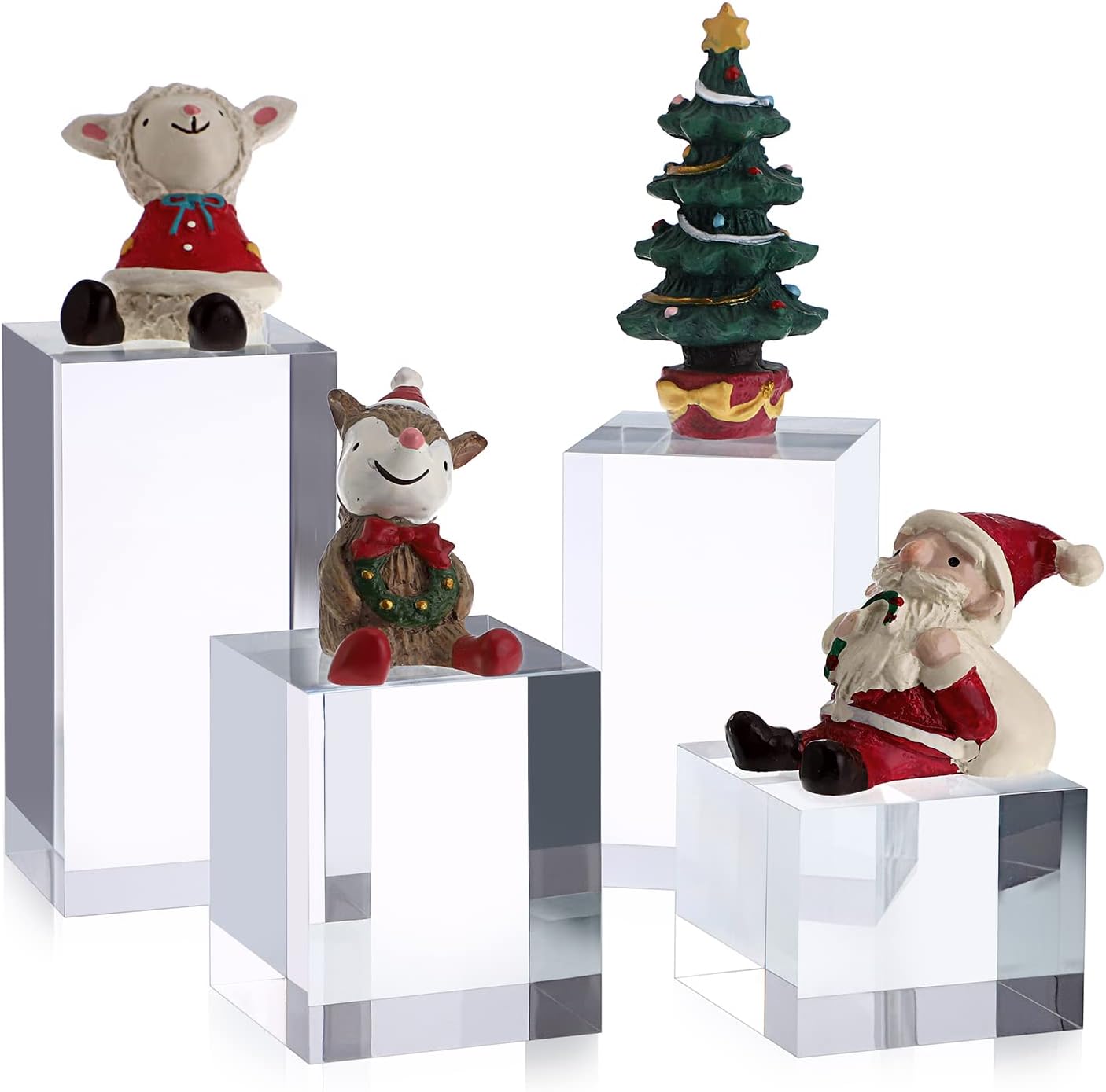 Hipiwe 4PCS Clear Acrylic Display Risers Stand