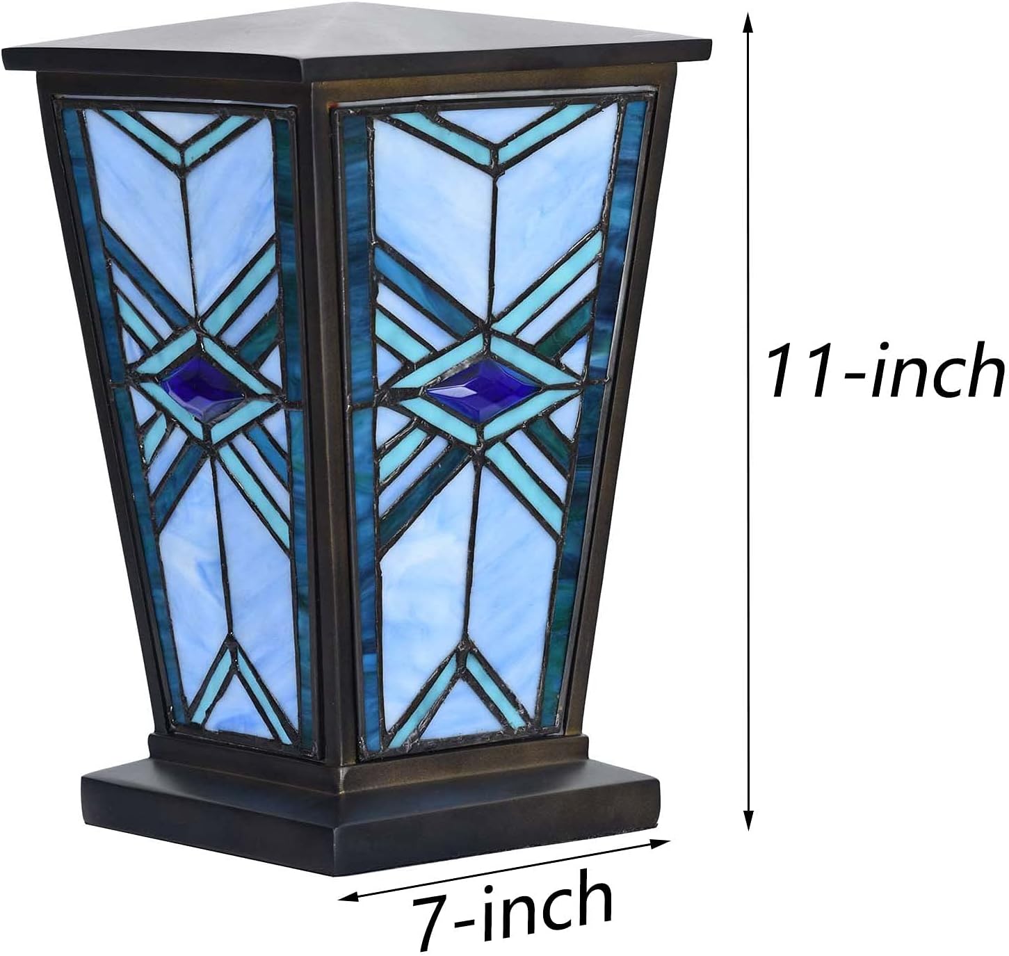 Bieye Blue Stained Glass Cremation Urn 7x11 Inch
