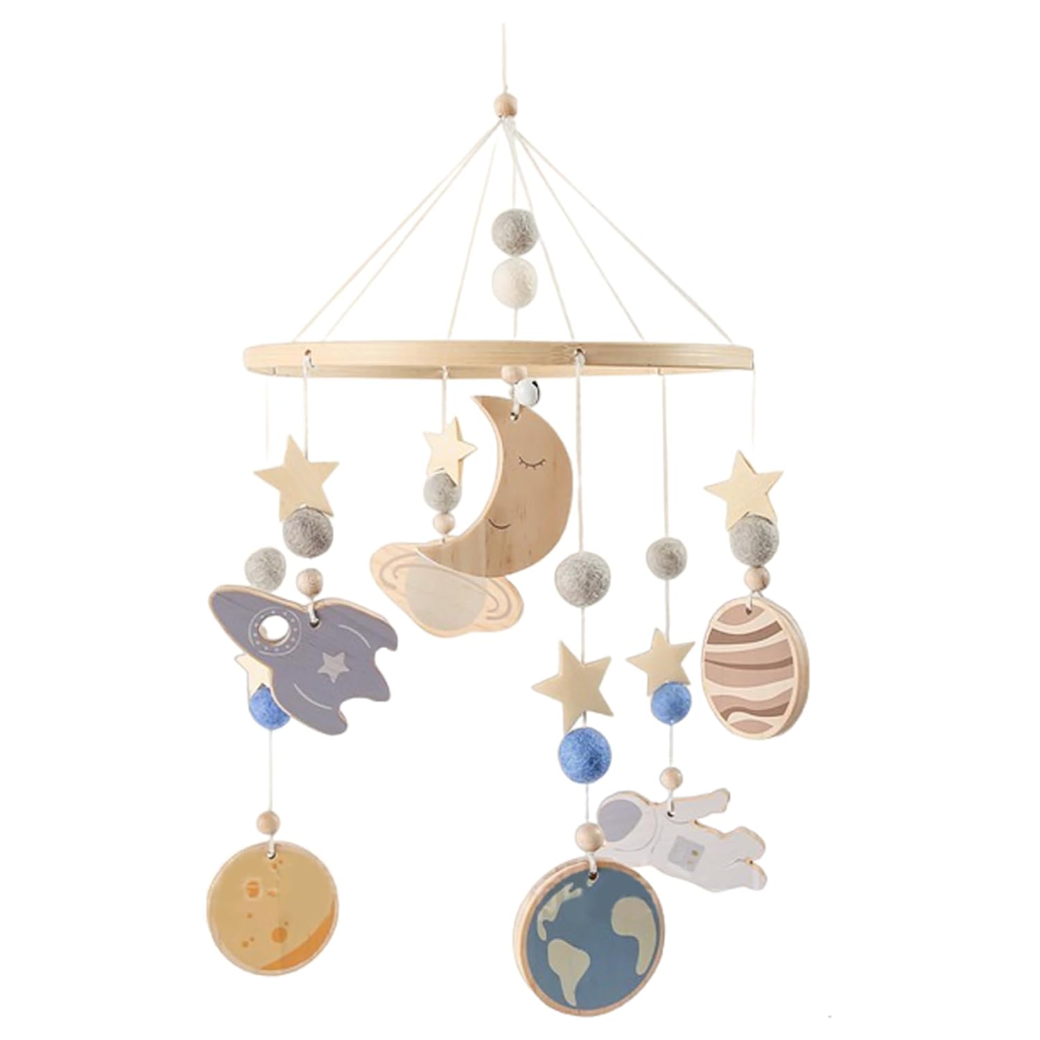 Cute Space Decor Crib Mobile with 360 Rotation
