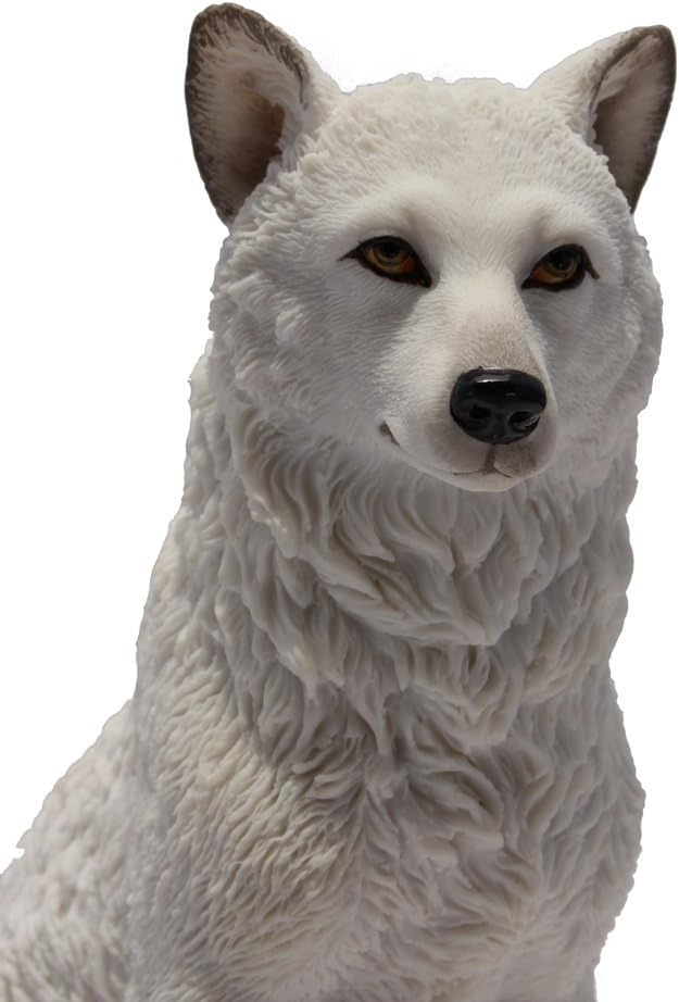 775 Inch Wolf Sitting in Snow Decorative Statue