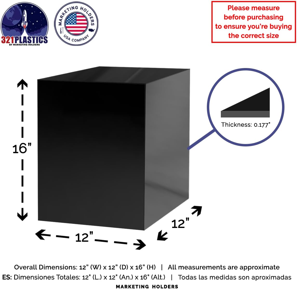 Marketing Holders 2 Pack Glossy Black Acrylic Display Riser