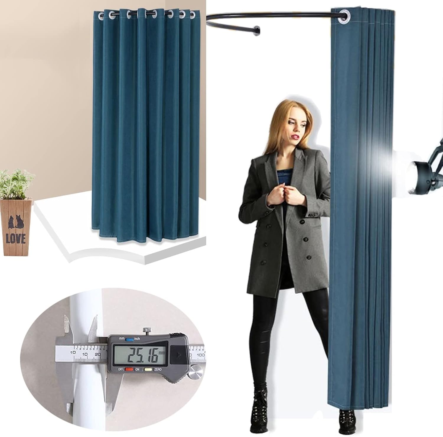 QQXY Portable U-Shaped Privacy Curtain Fitting Room