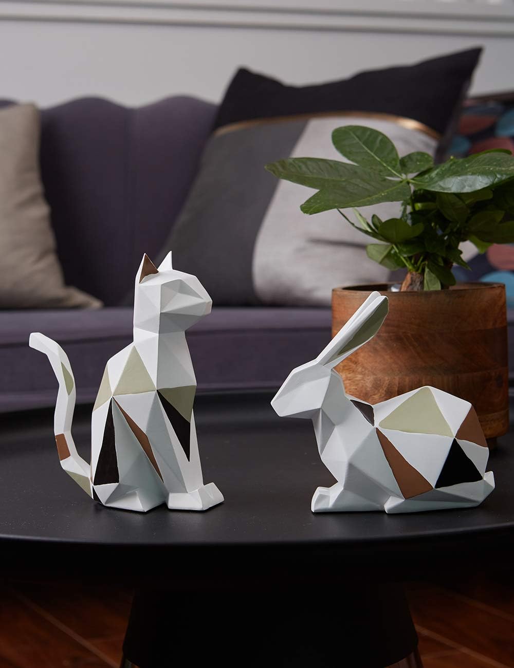 HAUCOZE Modern Geometric Cat Sculpture Statue 73 Inch