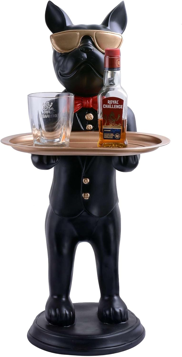 SIVANI Cool Dog Sculpture with Plate for Home Decor