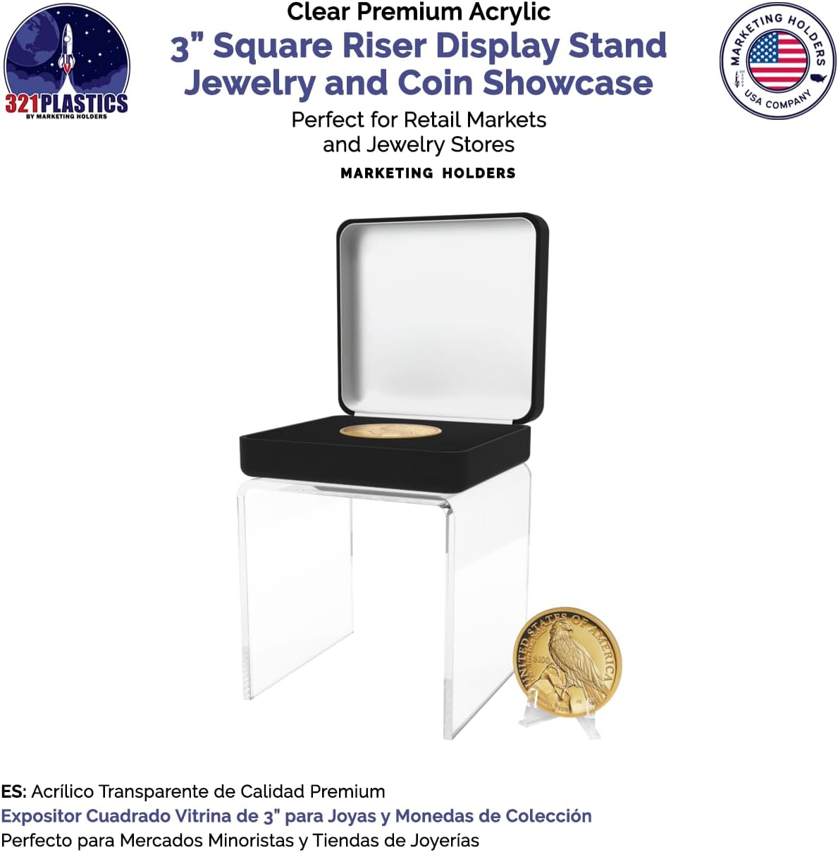 Clear Acrylic Riser Display Table 3 Inch Square