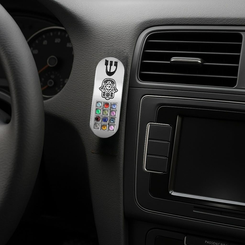 Talisman4u Protection Car Mezuzah with Hamsa Hoshen and Travelers Prayer Scroll