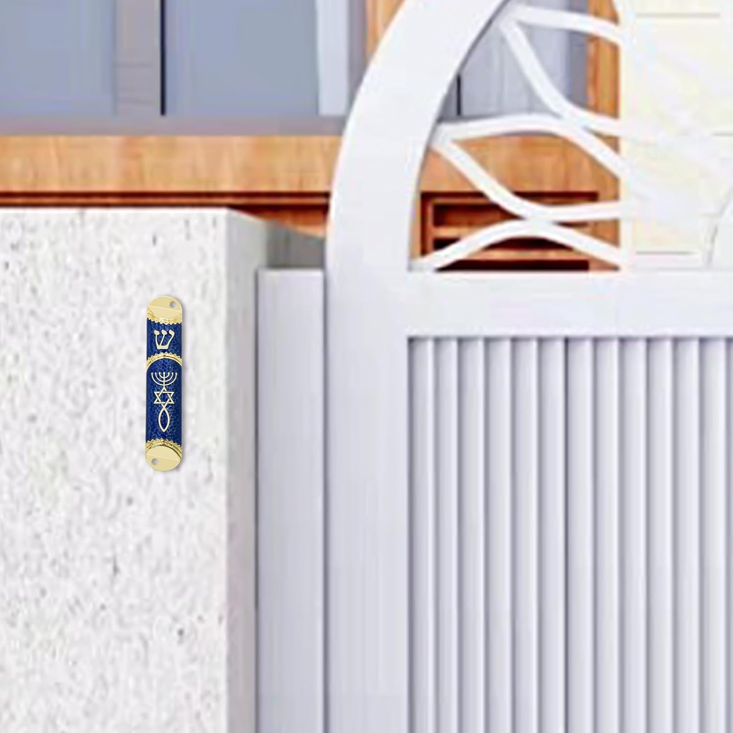 MrMrKura Blue Mezuzah with Scroll for Door Frame