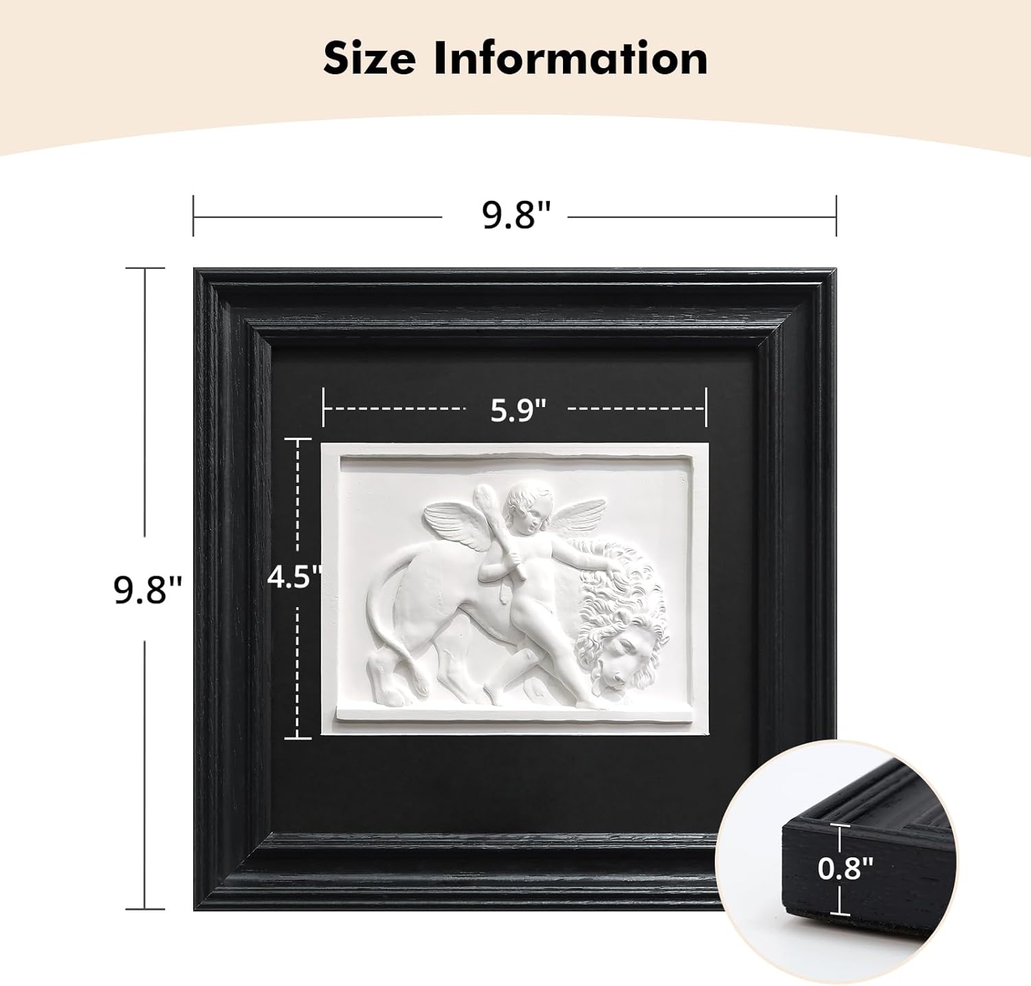 Folkor Life Wall Art Sculpture Classic Cupid Arrow with Black Frame