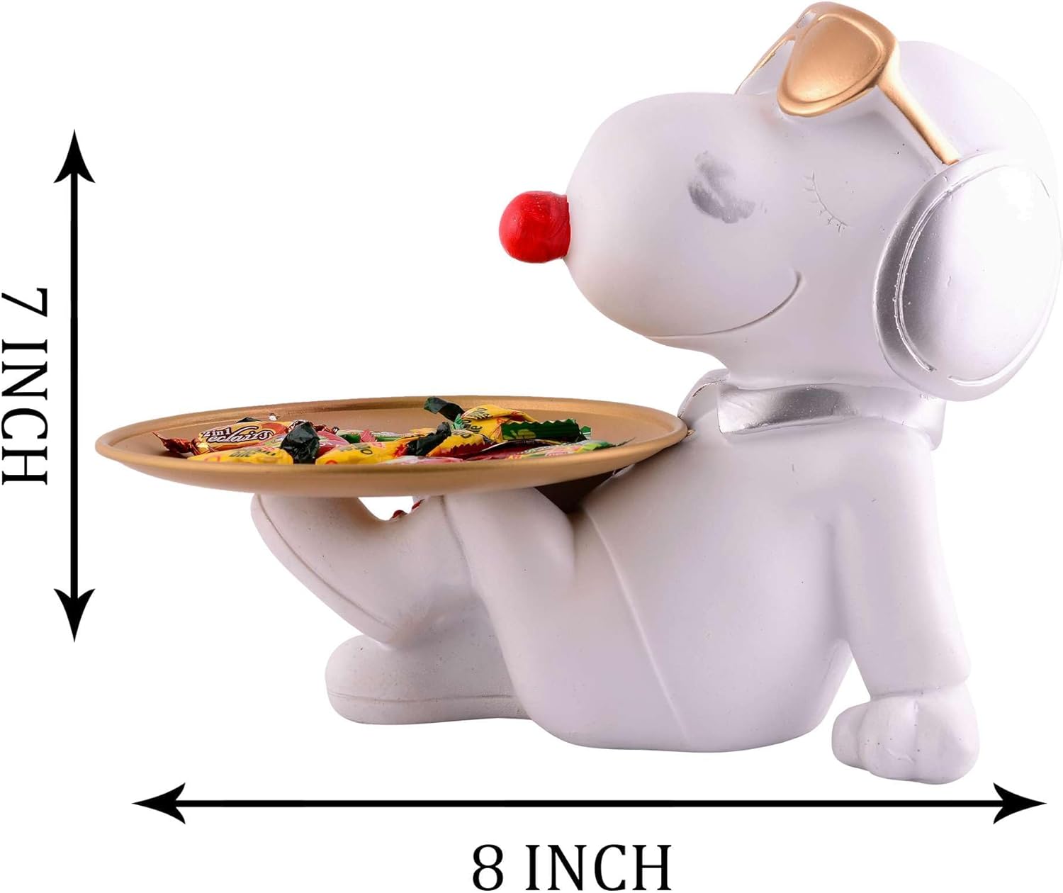 White Resin Dog Statue Home Decor 8 Inches