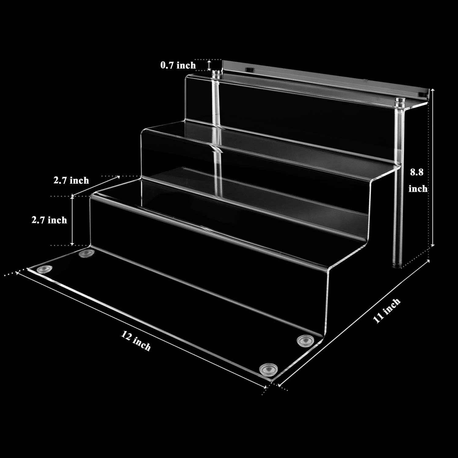 LileZbox Acrylic Display Stand 4-Tier Clear Large