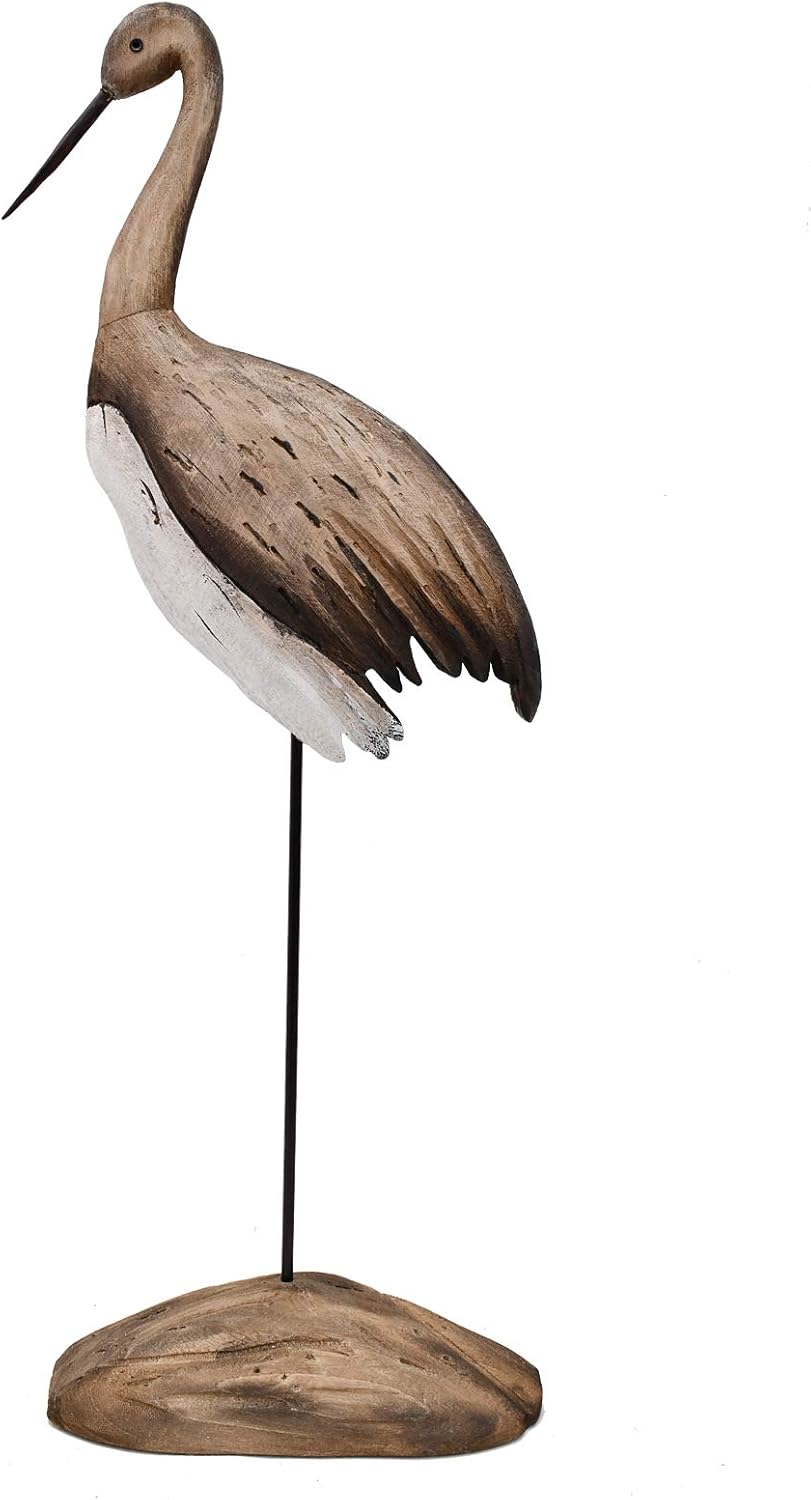 Rustic Wood Crane Nautical Decor Accent
